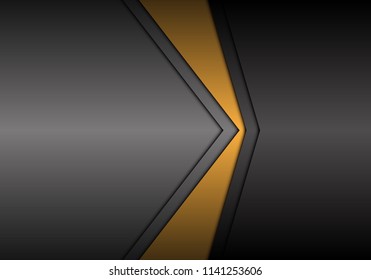 Abstract metallic yellow gray arrow direction design modern luxury futuristic background vector illustration.