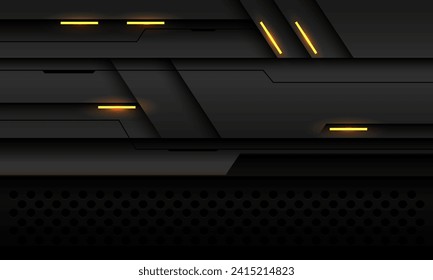 Abstract metallic yellow light grey cyber black line design modern futuristic technology background vector illustration.