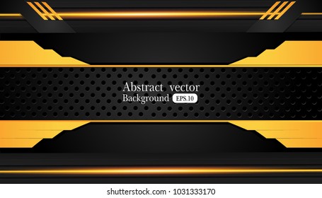 abstract metallic Yellow orange black frame design innovation concept layout background.Vector digital art.