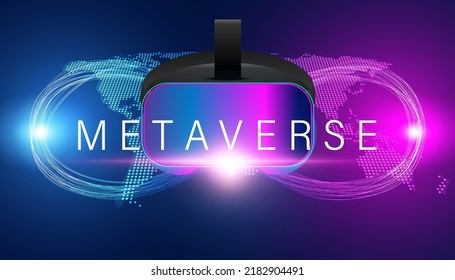 Abstract Metaverse Virtual reality Concept map colorful of Future digital technology metaverse connected to the virtual space on a modern background.