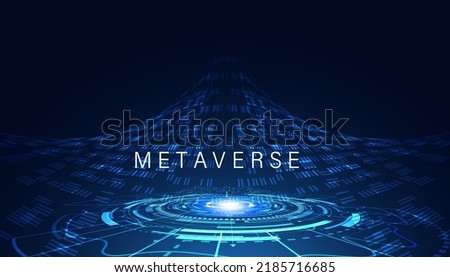 Abstract Metaverse Visual Reality Blue Background Blockchain Technology Interface Meta Environment