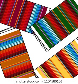 Abstract Mexican Sarapes, Mexican Blankets, Vector Illustration, Flat Design, Background