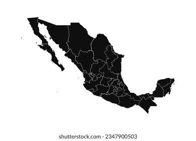 Abstract Mexico Silhouette Detailed Map, can be used for business designs, presentation designs or any suitable designs.