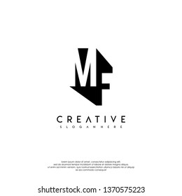 abstract MF logo letter in shadow shape design concept