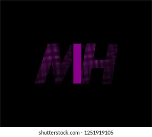 Abstract MH pattern pixel bit squares geometric modern tech logo