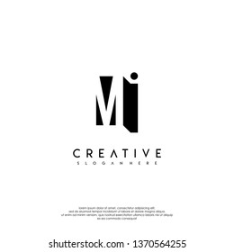 abstract MI logo letter in shadow shape design concept