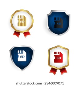 Abstrakte Micro SD Card Badge und Label Collection, kann für Geschäftsdesigns, Präsentationen oder alle geeigneten Designs verwendet werden.