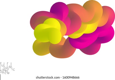 Abstract microbiology. Microscope view of virus cells or probiotics bacteria cell. Medical science research background. 3D bright colored complex fluid shape on white. Biotechnology network concept.