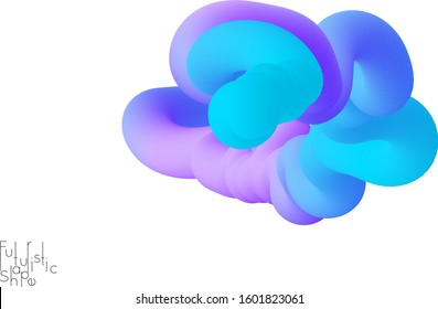 Abstract microbiology. Microscope view of virus cells or probiotics bacteria cell. Medical science research background. 3D bright colored complex fluid shape on white. Biotechnology network concept.