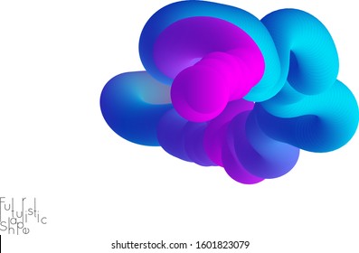 Abstract microbiology. Microscope view of virus cells or probiotics bacteria cell. Medical science research background. 3D bright colored complex fluid shape on white. Biotechnology network concept.