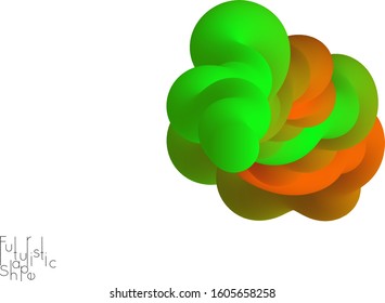 Abstract microbiology. Microscope view of virus cells or probiotics bacteria cell. Medical science research background. 3D bright colored complex fluid shape on white. Biotechnology network concept.