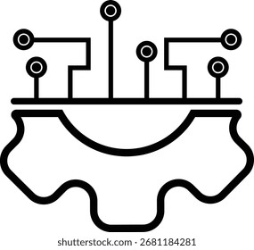 Abstract microchip gear icon symbolizing innovation technology and engineering