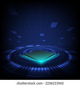 Abstract microchip processor on circuit board perspective technology background. Vector illustration.