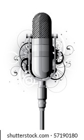 Abstract with microphone and design elements