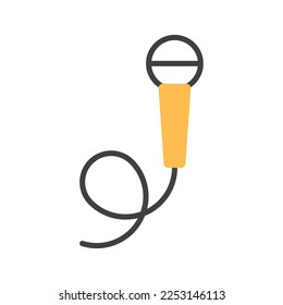 Signo de línea plana del micrófono abstracto aislado en fondo blanco. Logo del micrófono. Diseño de iconos de micrófono profesional. Elemento de esquema tecnológico. Mínimo símbolo de equipo de música. Ilustración vectorial de registro de voz.