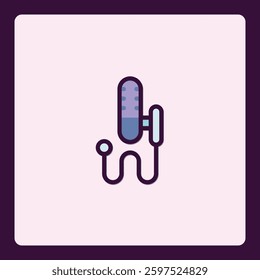 Abstract microphone icon with cable for podcasting and recording applications