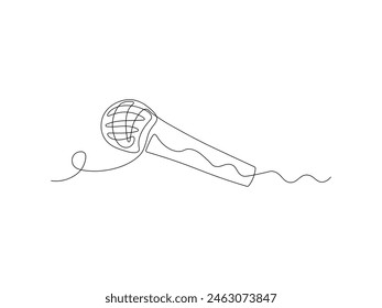 abstract microphone ,logo,continuous single line art hand drawing sketch