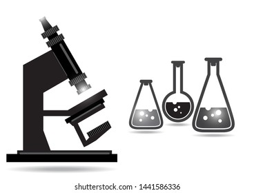 Abstract microscope background with the study of bacteria, molecules, substances. Science, education, chemistry, experiment, laboratory concept. Vector illustration for your design.