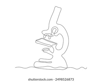 abstract microscope, continuous single line art drawing sketch, logo