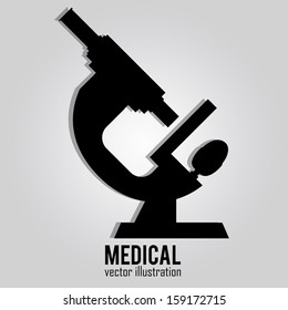 abstract microscope silhouette on special gray background