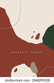 Abstract mid century background. Modern contemporary geometric shapes, minimal hand drawn poster. Vector illustration