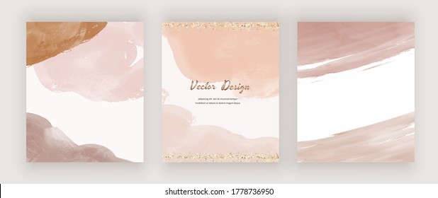Abstract mid century design backgrounds with watercolor shapes