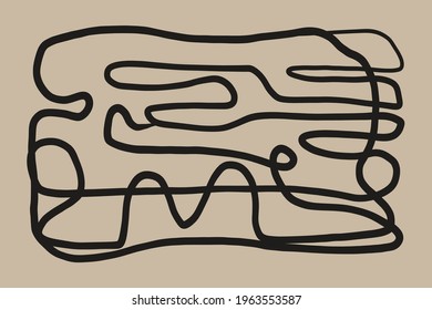 Abstract mid century line print. Modern minimalist contemporary art, one line doodle design. Vector illustration