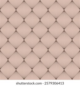 Abstract mid century linear seamless pattern with geometric diamond shapes on a mocha colored mousse background evoking a soft brown color. 