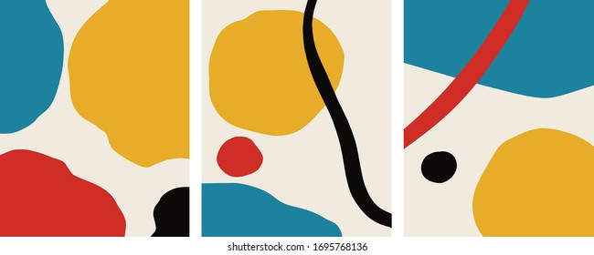 Abstract mid century modern, minimalist nordic art vector set