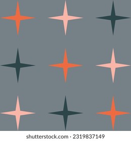 An abstract mid century modern star burst pattern background.