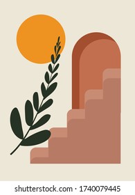 Resumen Arte mural moderno de mediados del siglo, Resumen Arte Minimalista Impresión moderna, gráfico simple abstracto geométrico para impresión.