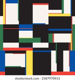 Abstract mid century pattern with geometric shapes. Modern boho minimalist ornate art