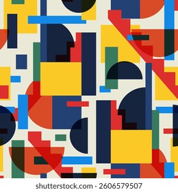 Abstract mid century pattern with geometric shapes. Modern boho minimalist ornate art