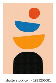 Abstract mid century poster. Boho contemporary wall art, modern print, fashion wallpaper decoration. Vector illustration