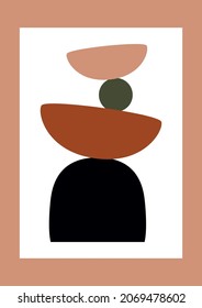 Abstract mid century poster. Modern geometric organic shapes, minimalist contemporary art. Vector illustration