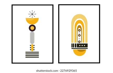 Abstract mid century wall art collection. Set of two nordic wall decor for minimalist home. Good for poster, art deco, decorations and wallpaper.