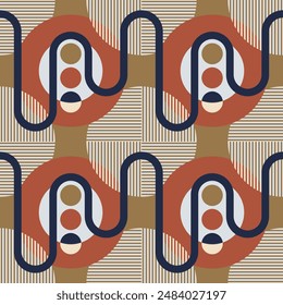 Abstract mid-century seamless pattern illustration