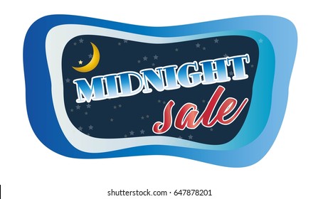Abstract Midnight Sale Concept with moon in Dark sky, vector art and illustration