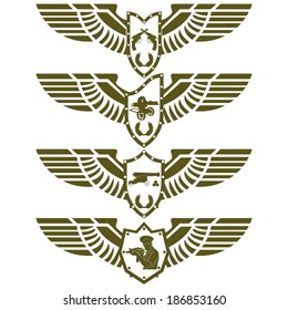 Abstract Military Badge With Wings. Illustration On White Background.