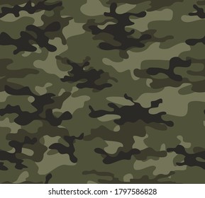 
Abstract military camo khaki pattern seamless stylish design for print. Vector template.