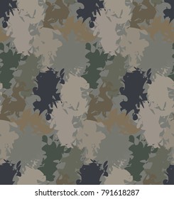 Abstract Military Camouflage Background Made of Splash. Seamless Vector Camo Pattern for Army Clothing.