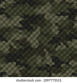 Abstract military camouflage pattern with mesh, classic texture trendy modern background