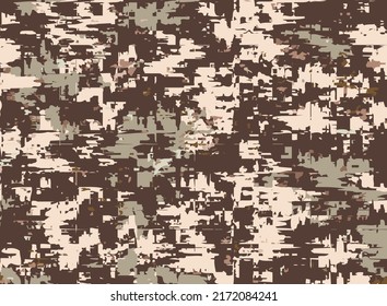 Abstract military camouflage pixel pattern for design. Grunge digital print. Trendy creative background. Vector illustration.