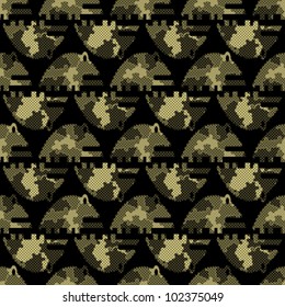 Abstract military camouflage textured monsters. Seamless pattern. Vector.