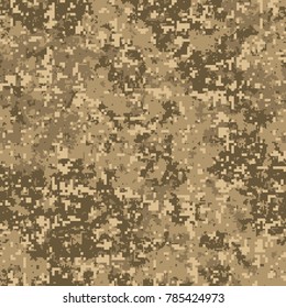 Abstract Military Or Hunting Camouflage Background. Seamless Pattern. Sandy, Deserted, Mountain Camouflage. Geometric Square Shapes. Camo. Vector Illustration.