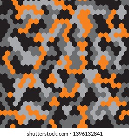 Abstract military or police camouflage background gray and orange colors.