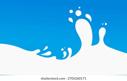 Abstract milk or liquid splash white wave on blue background vector illustration