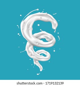 Abstract milk spiral and twisted on blue background, Vector illustration and design.