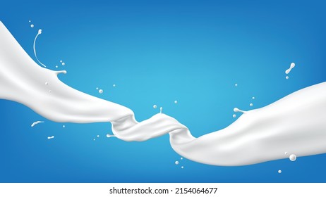 Abstract milk spiral and twisted on blue background, Vector illustration and design.