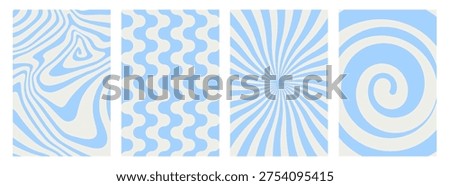 Abstract milk swirl wave patterns set. White liquid cream wavy backgrounds collection. Retro spiral and splash texture vector